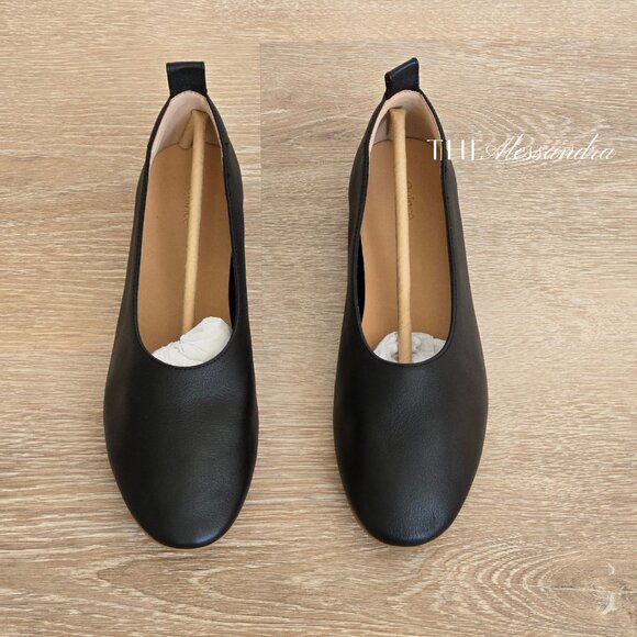 Quince Italian Leather Glove Ballet Flats Size 7.5 Blck Nappa Leather New in Box - Picture 6 of 15